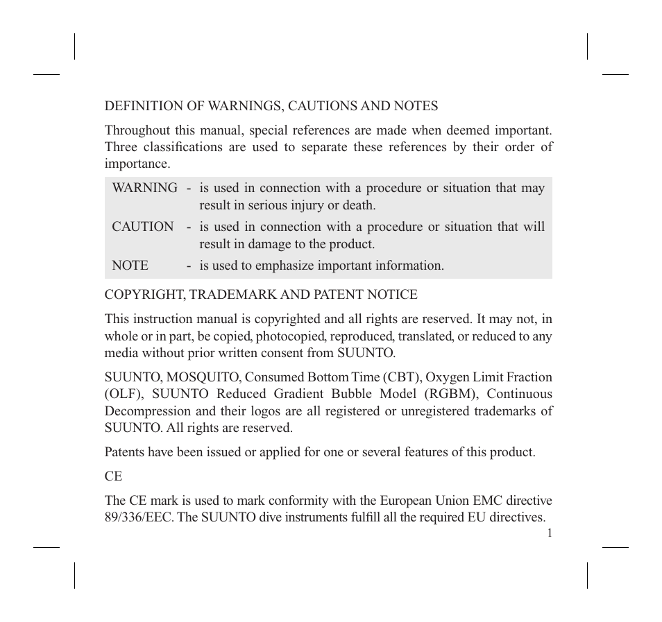 SUUNTO MOSQUITO User Manual | Page 3 / 122