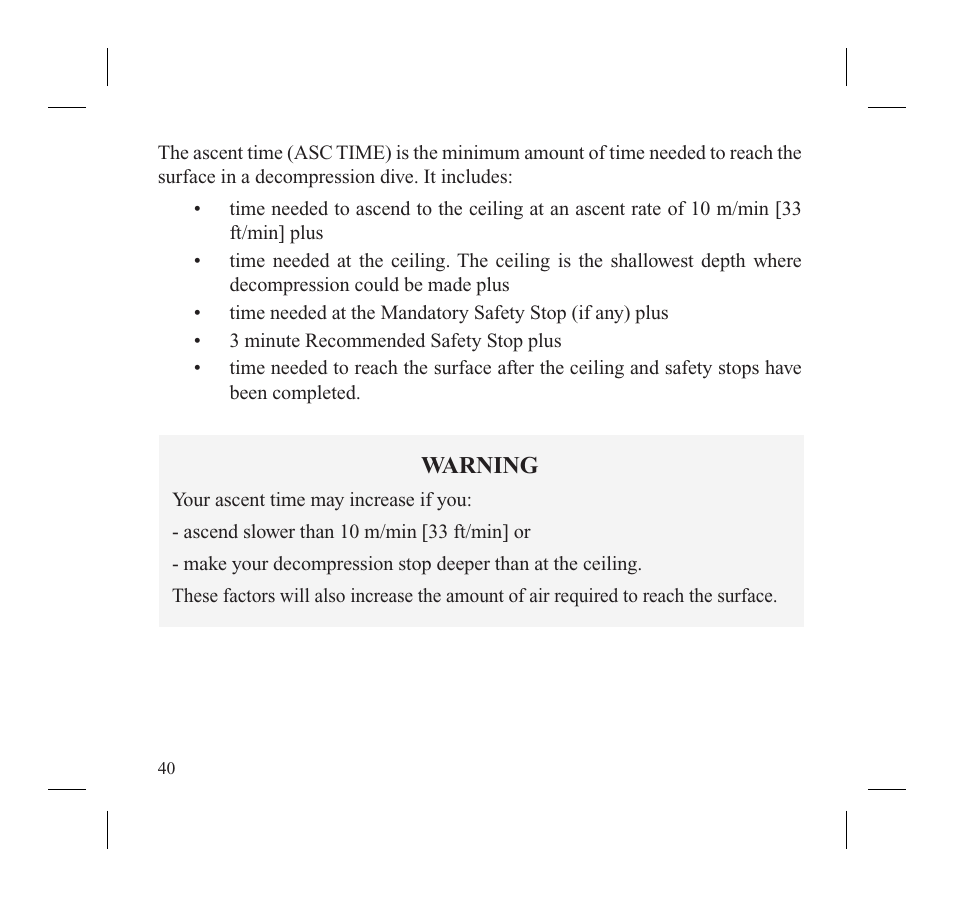 Warning | SUUNTO MOSQUITO User Manual | Page 42 / 122