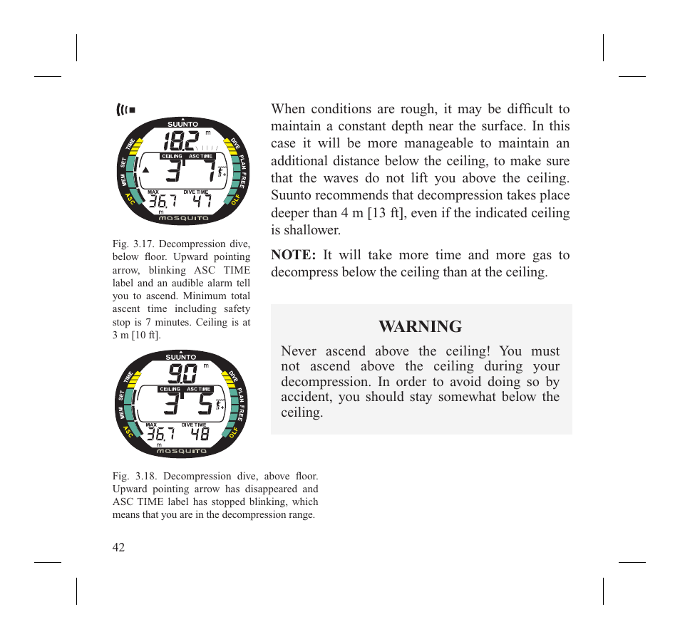 Warning | SUUNTO MOSQUITO User Manual | Page 44 / 122