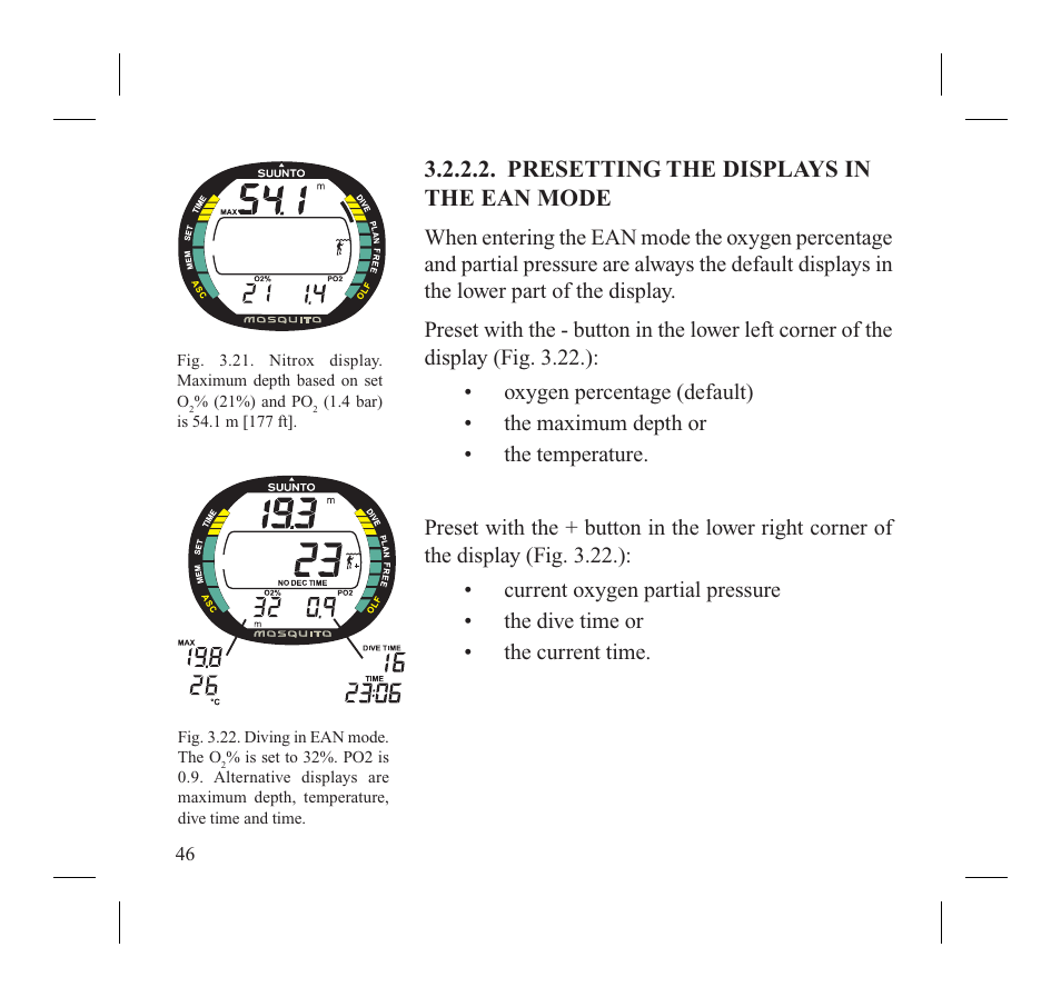 Presetting the displays in the ean mode | SUUNTO MOSQUITO User Manual | Page 48 / 122