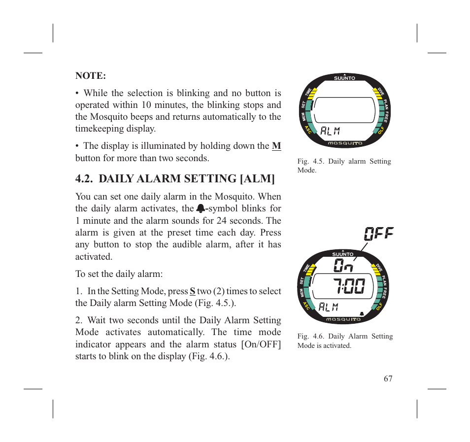 Daily alarm setting [alm | SUUNTO MOSQUITO User Manual | Page 69 / 122