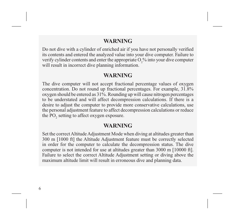 Warning | SUUNTO MOSQUITO User Manual | Page 8 / 122