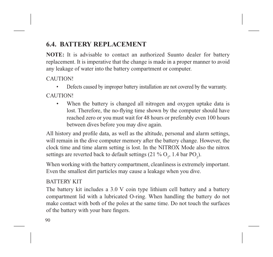 Battery replacement | SUUNTO MOSQUITO User Manual | Page 92 / 122