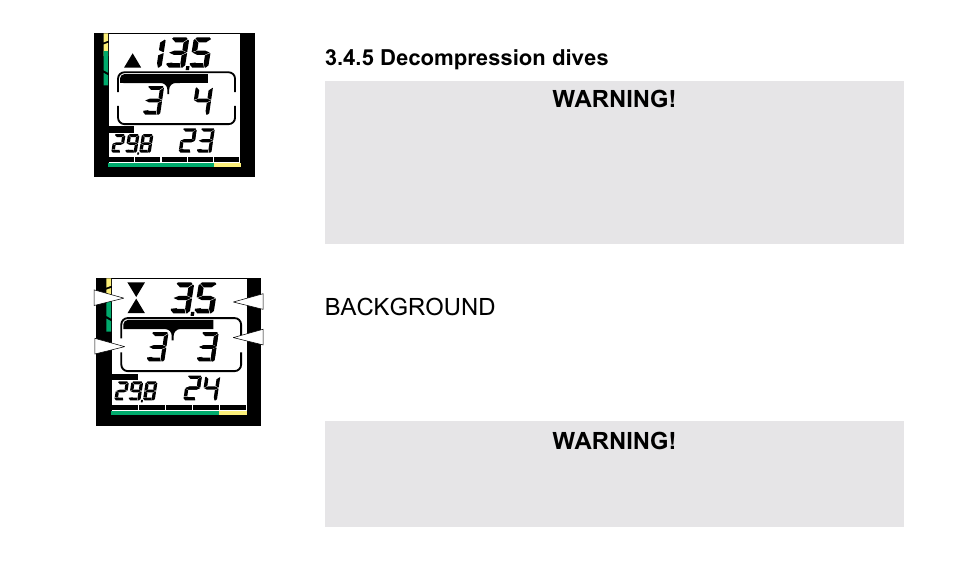 Warning, Background, 5 decompression dives | SUUNTO OCTOPUS II User Manual | Page 32 / 66