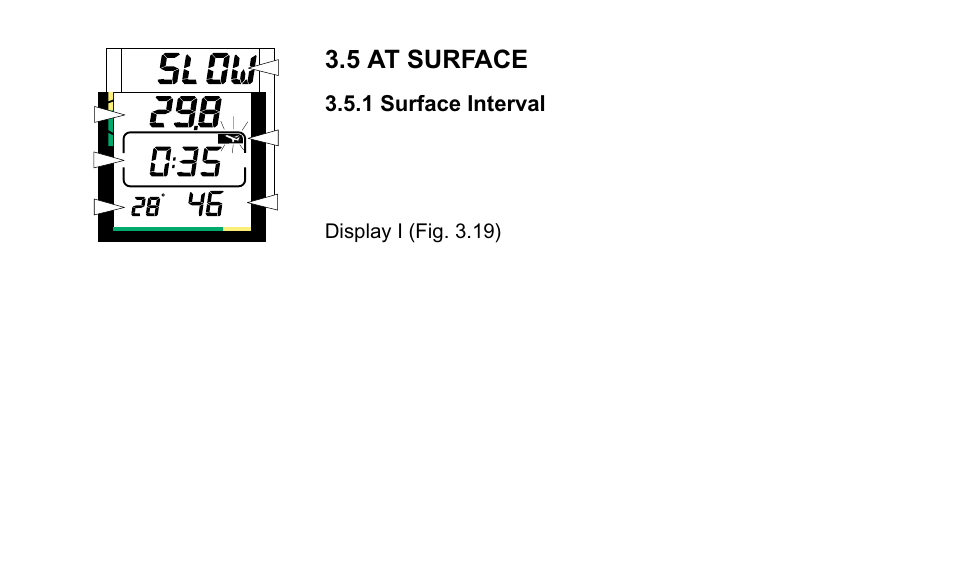 5 at surface, 1 surface interval, Display i (fig. 3.19) | SUUNTO OCTOPUS II User Manual | Page 36 / 66