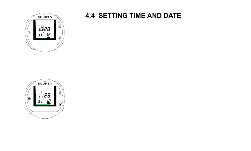 4 setting time and date | SUUNTO OCTOPUS II User Manual | Page 50 / 66