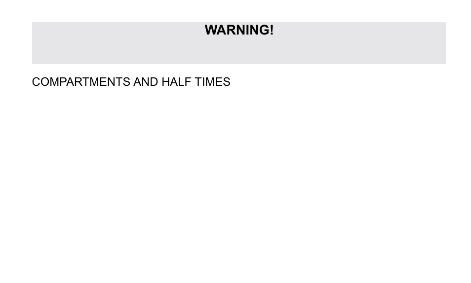 Warning, Compartments and half times | SUUNTO OCTOPUS II User Manual | Page 58 / 66