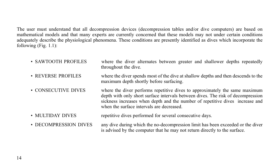 Higher risk dive profiles | SUUNTO FAVOR S User Manual | Page 14 / 65