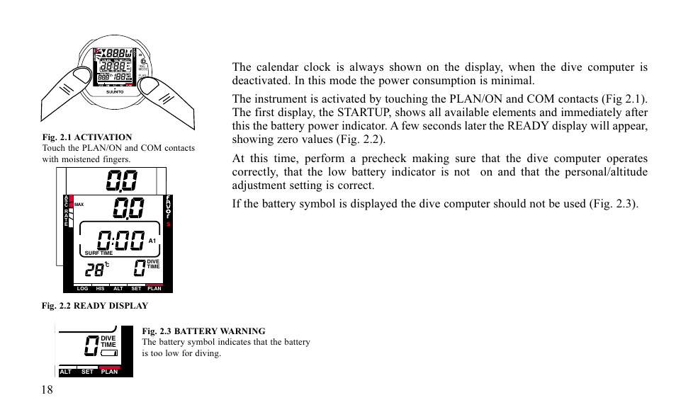 2 activation | SUUNTO FAVOR S User Manual | Page 18 / 65