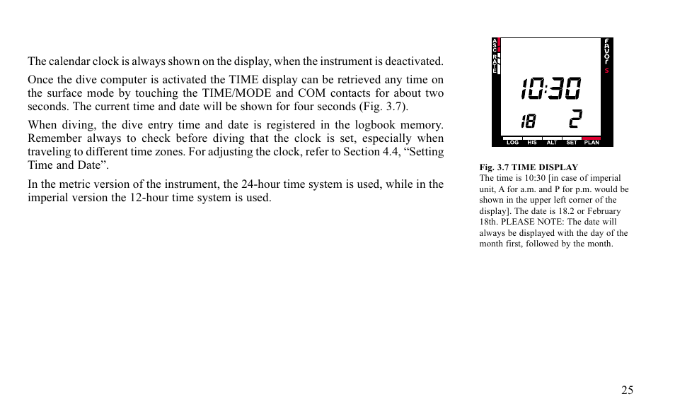 3 calendar clock function | SUUNTO FAVOR S User Manual | Page 25 / 65