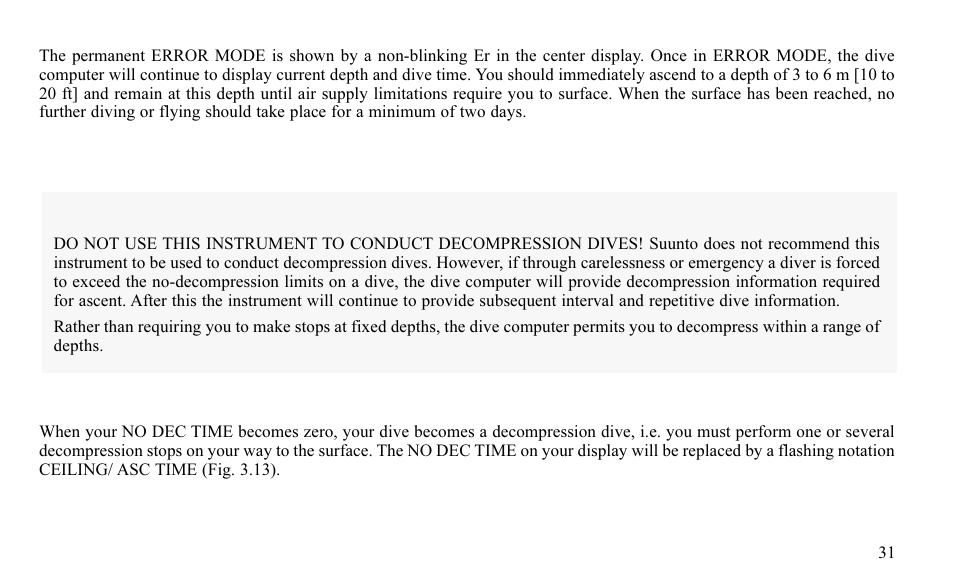 Background, Warning, 5 decompression dives | SUUNTO FAVOR S User Manual | Page 31 / 65