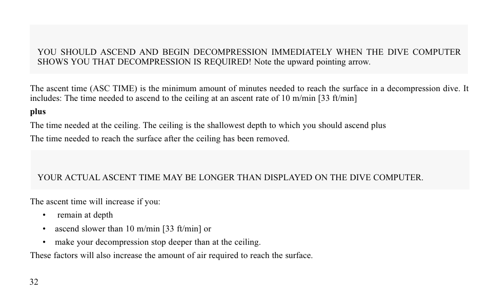 Warning | SUUNTO FAVOR S User Manual | Page 32 / 65