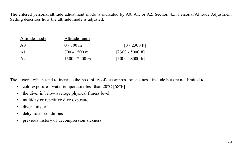 Personal adjustability | SUUNTO FAVOR S User Manual | Page 39 / 65