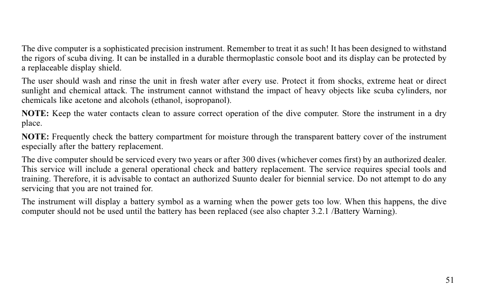 Care and maintenance | SUUNTO FAVOR S User Manual | Page 51 / 65