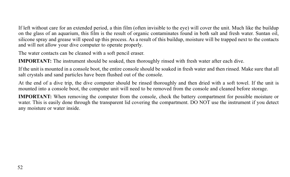 1 maintenance | SUUNTO FAVOR S User Manual | Page 52 / 65