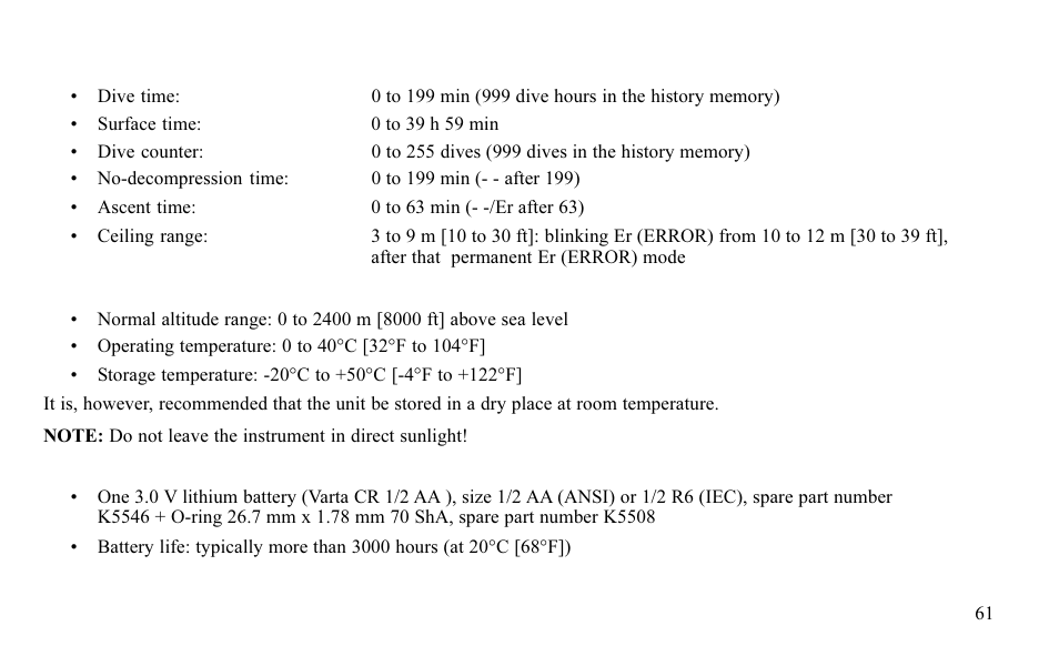 SUUNTO FAVOR S User Manual | Page 61 / 65