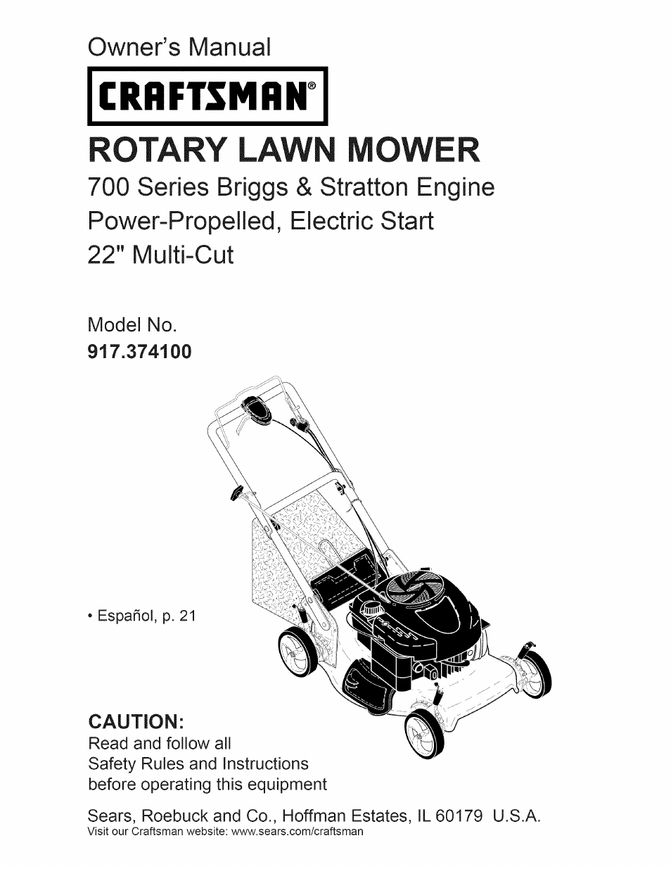 Craftsman 917.374100 User Manual | 52 pages