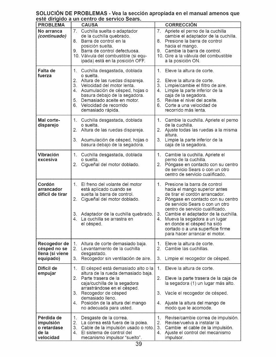 Continuado) | Craftsman 917.374100 User Manual | Page 39 / 52