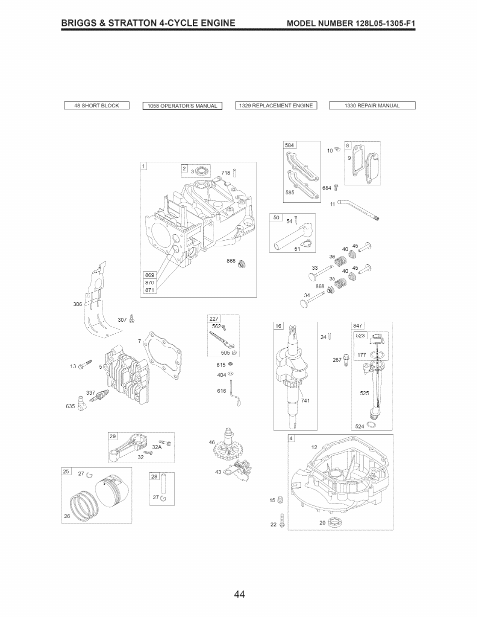 Briggs & stratton 4-cycle engine | Craftsman 917.374100 User Manual | Page 44 / 52