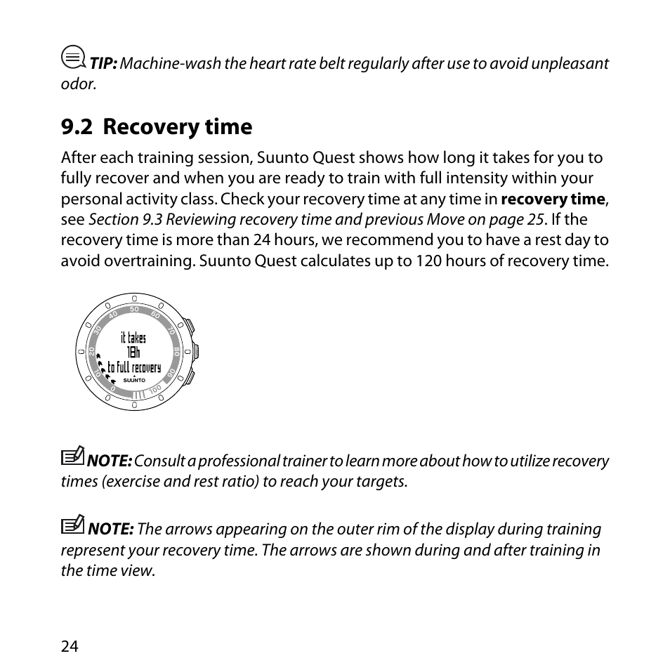 2 recovery time | SUUNTO QUEST User Manual | Page 24 / 53