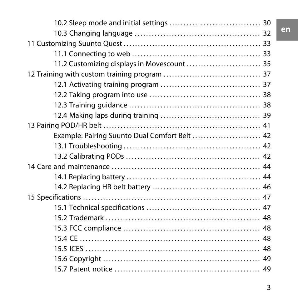SUUNTO QUEST User Manual | Page 3 / 53
