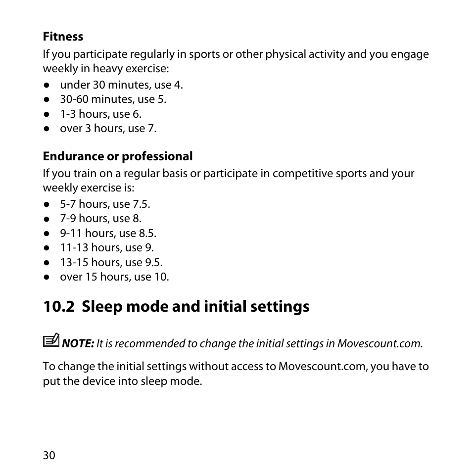 2 sleep mode and initial settings | SUUNTO QUEST User Manual | Page 30 / 53