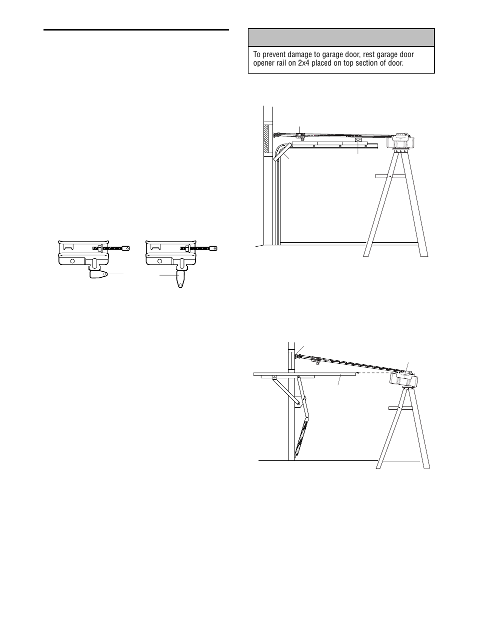 Position the opener, Warning caution warning warning, Installation step 4 | Craftsman 13953985 User Manual | Page 16 / 76