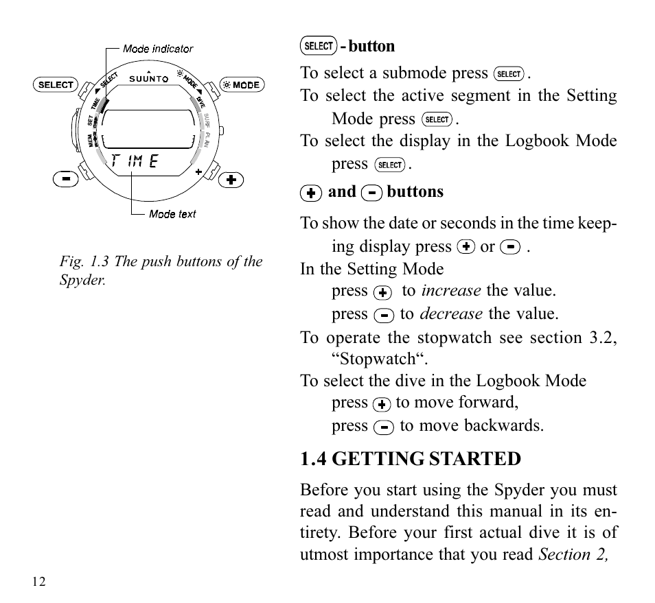 SUUNTO SPYDER User Manual | Page 14 / 93