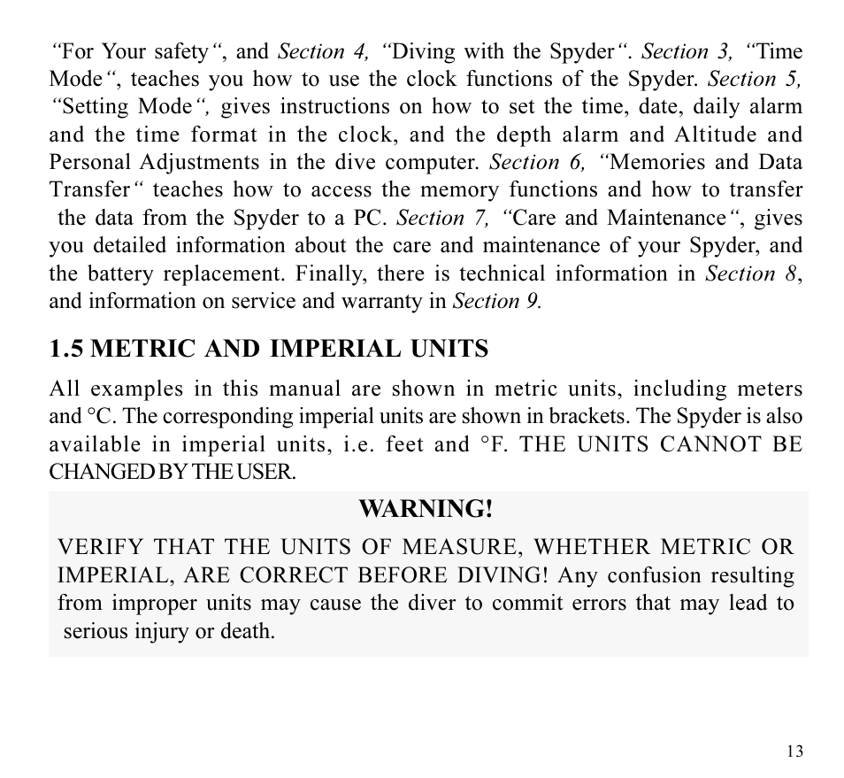 SUUNTO SPYDER User Manual | Page 15 / 93