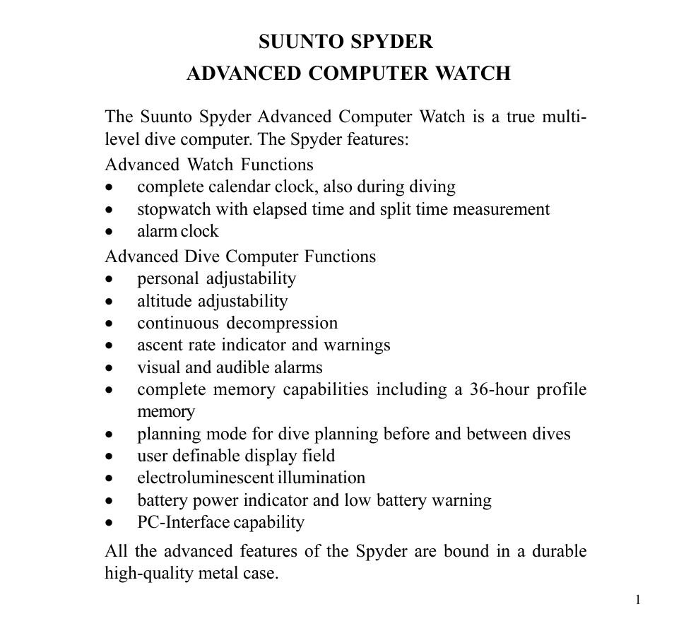 SUUNTO SPYDER User Manual | Page 3 / 93