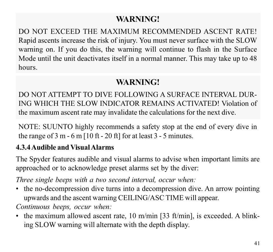 SUUNTO SPYDER User Manual | Page 43 / 93