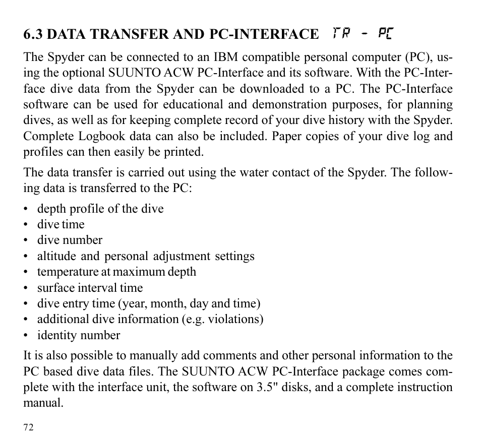 SUUNTO SPYDER User Manual | Page 74 / 93