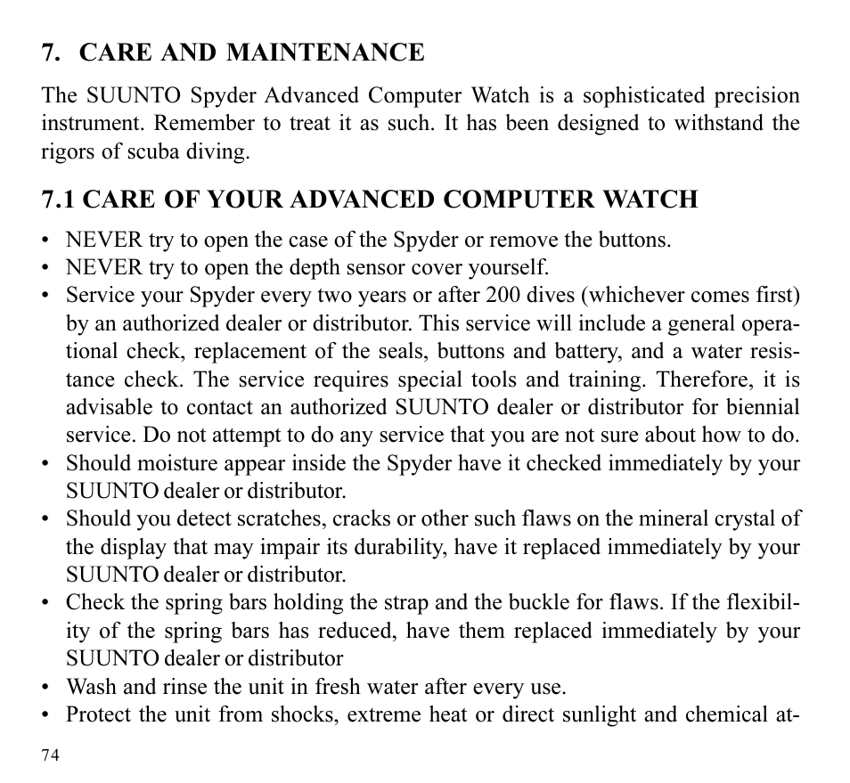 SUUNTO SPYDER User Manual | Page 76 / 93