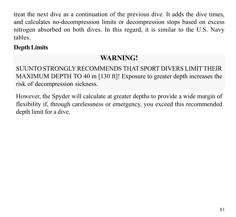 SUUNTO SPYDER User Manual | Page 83 / 93