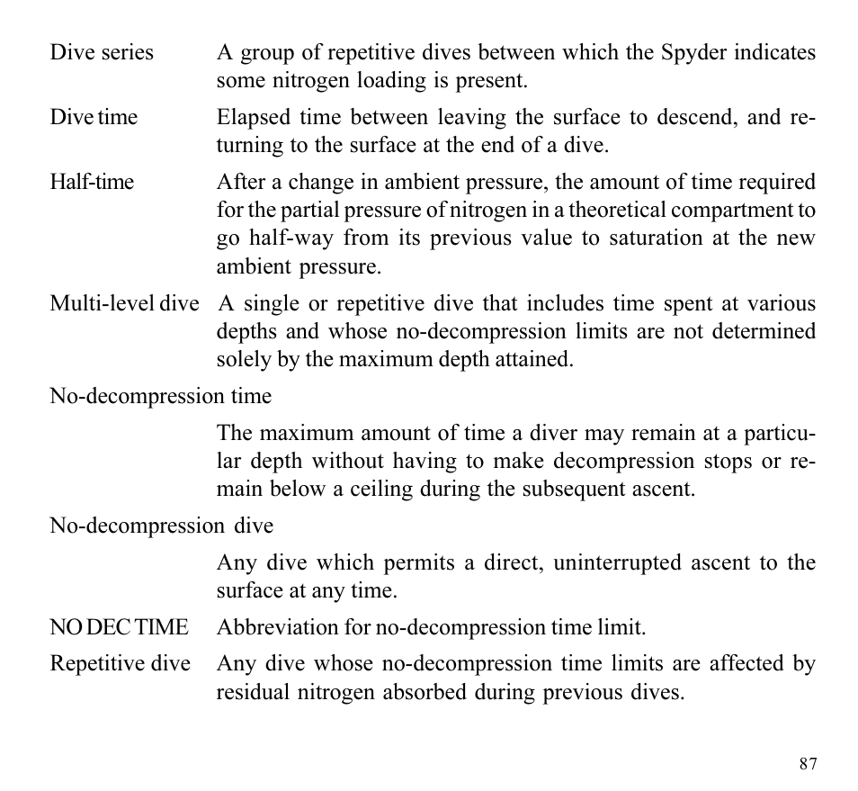 SUUNTO SPYDER User Manual | Page 89 / 93