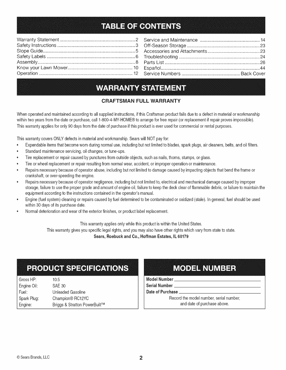 Craftsman 247.887330 User Manual | Page 2 / 72