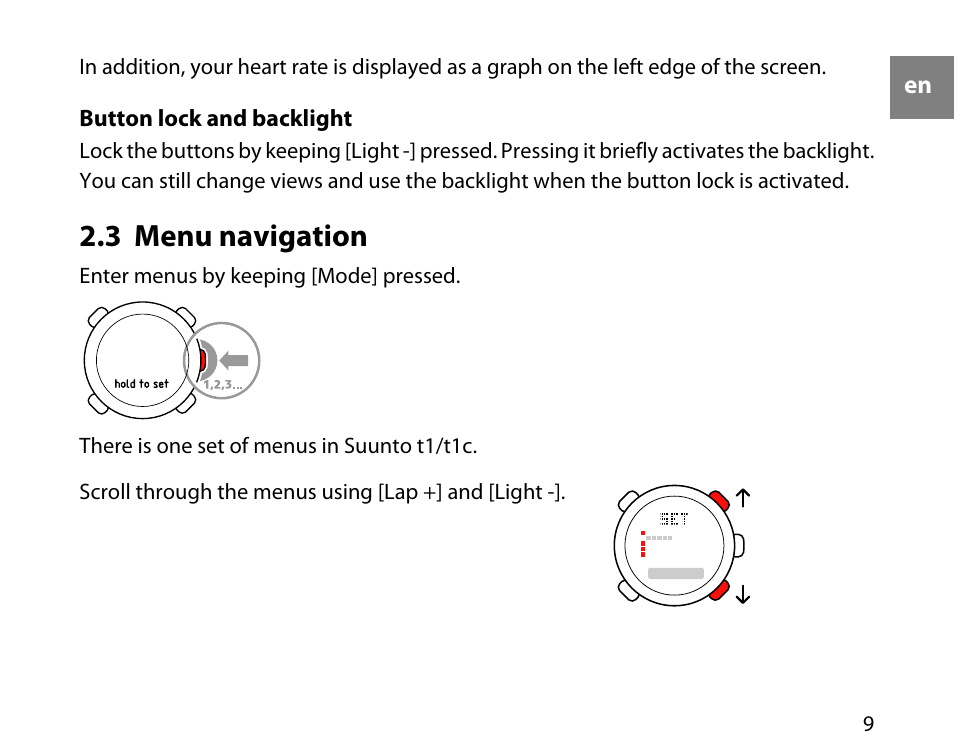 3 menu navigation | SUUNTO T1C User Guide User Manual | Page 10 / 44