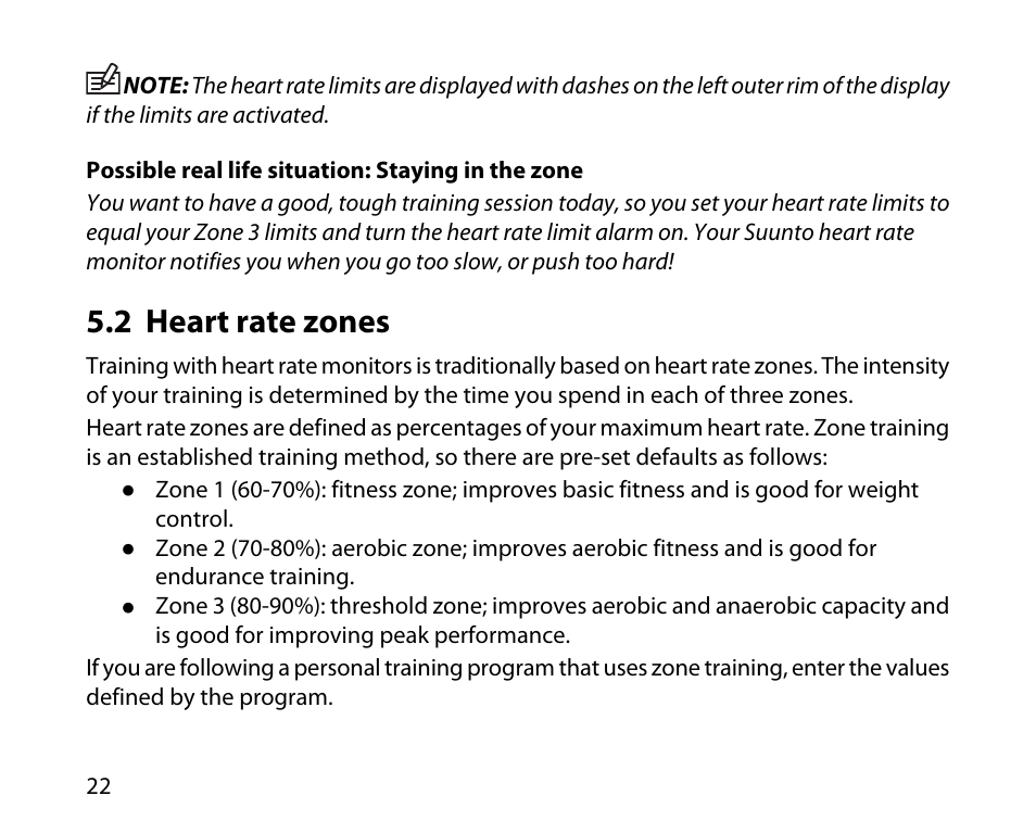 2 heart rate zones | SUUNTO T1C User Guide User Manual | Page 23 / 44