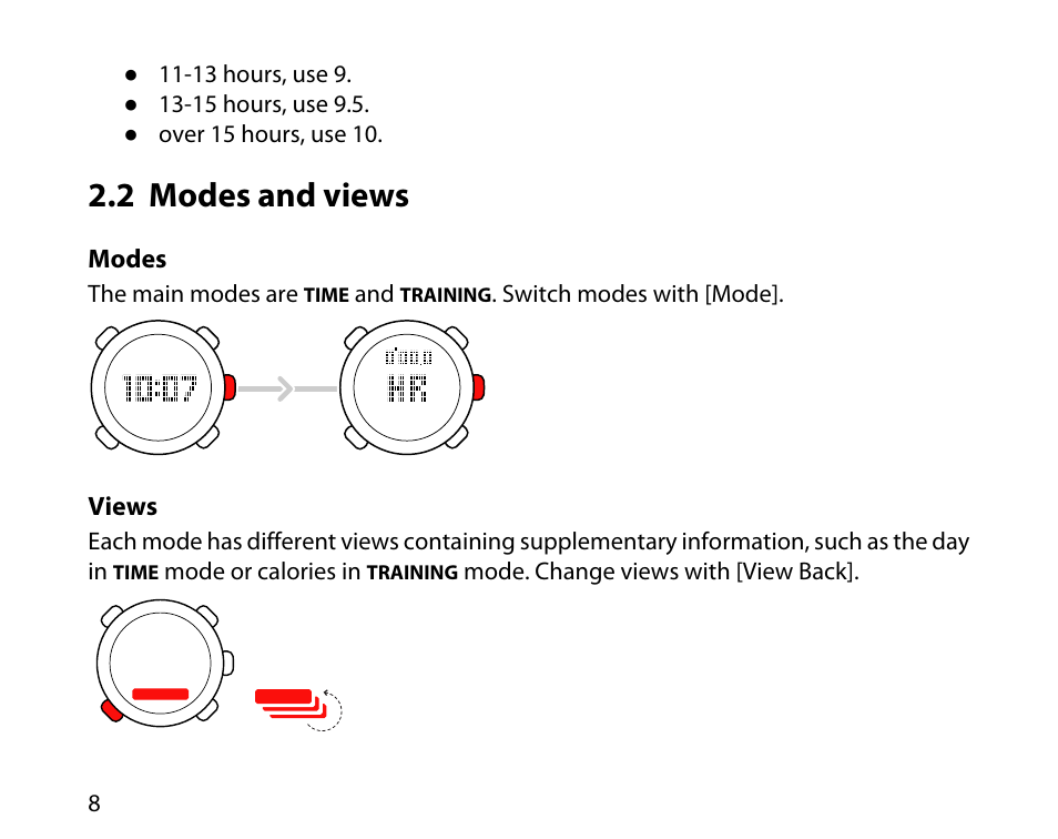 2 modes and views | SUUNTO T1C User Guide User Manual | Page 9 / 44