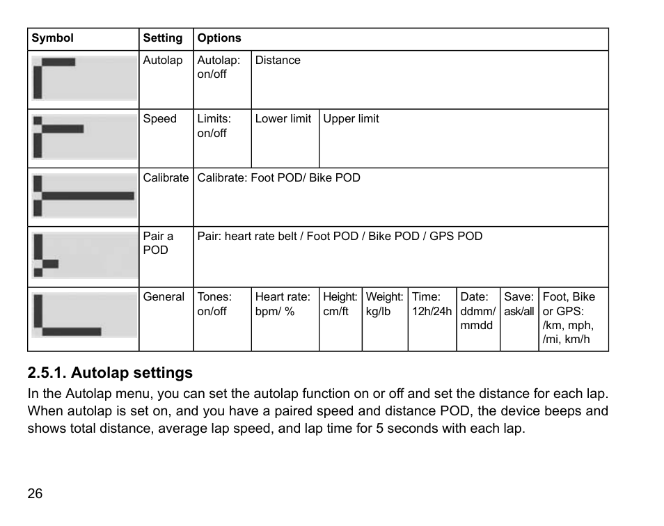 Autolap settings | SUUNTO t3 User Manual | Page 28 / 51