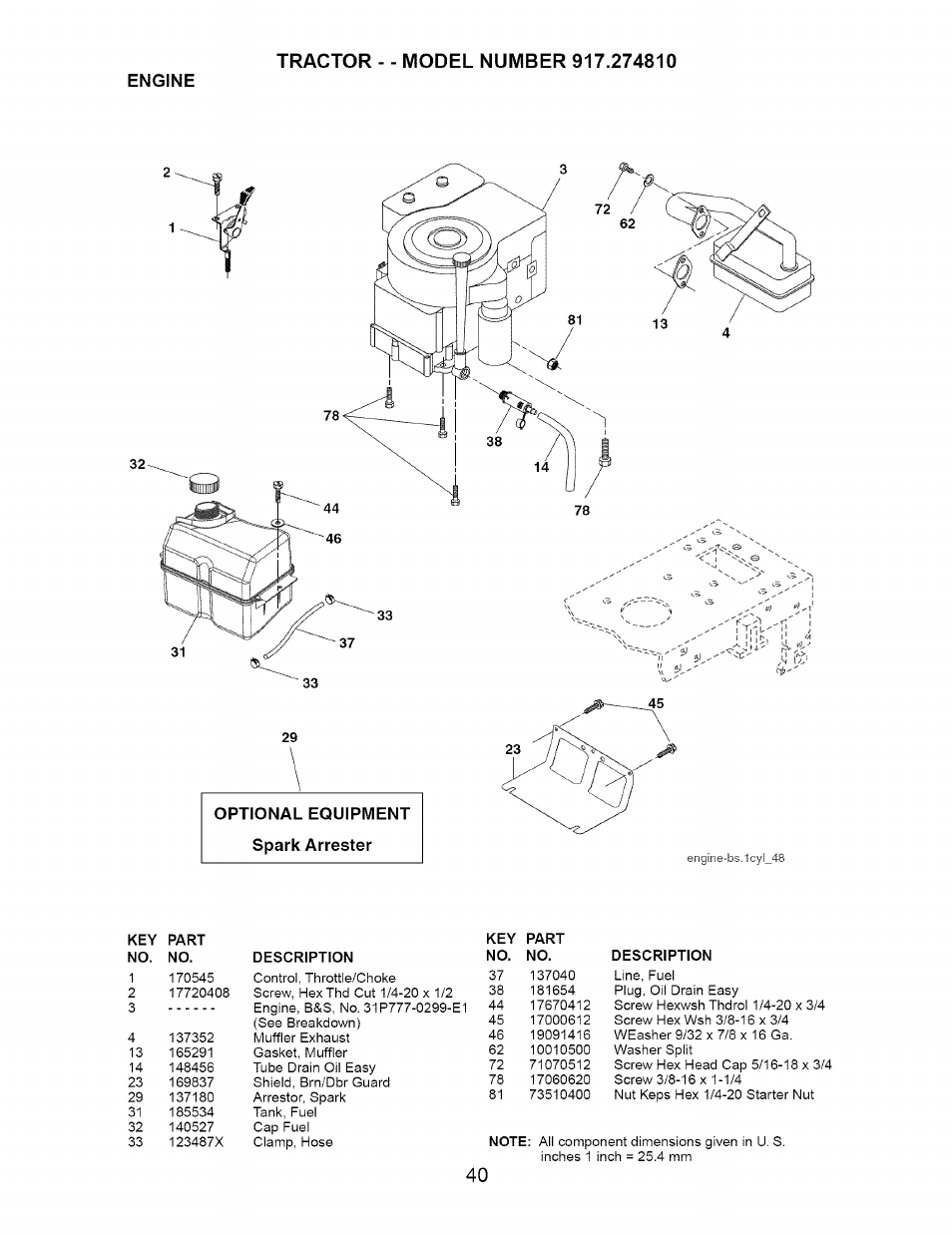 Engine | Craftsman 917.274810 User Manual | Page 40 / 56