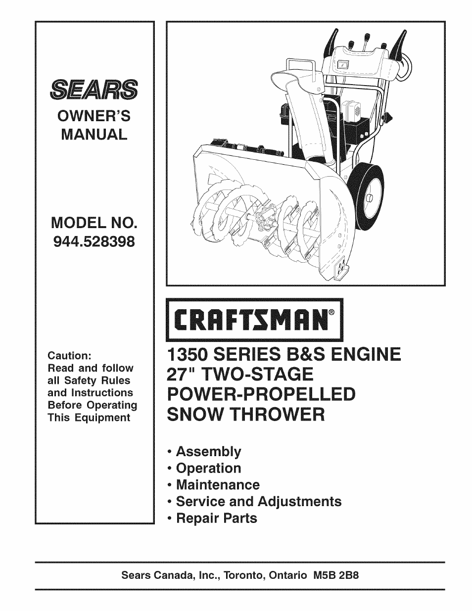 Craftsman 944.528398 User Manual | 48 pages