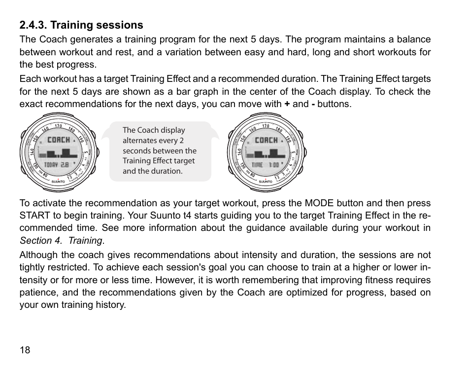 Training sessions | SUUNTO t4 User Manual | Page 20 / 56