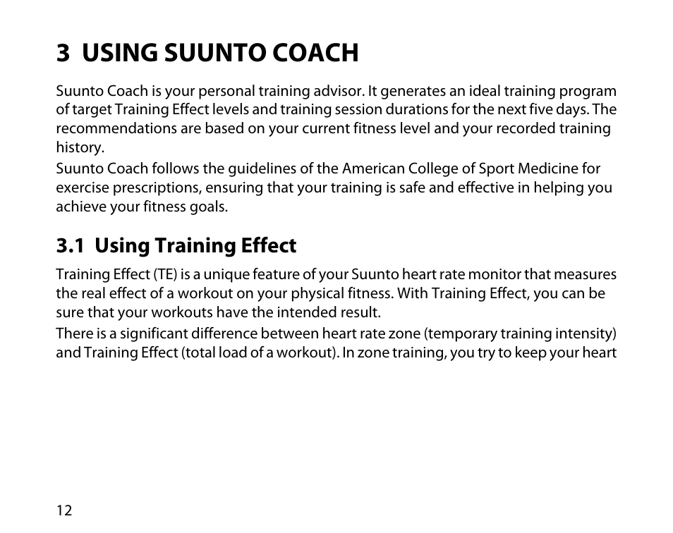3 using suunto coach, 1 using training effect | SUUNTO T4C User Guide User Manual | Page 13 / 54