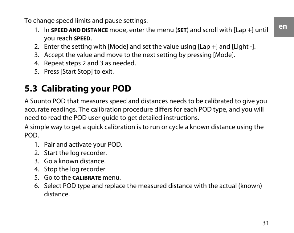 3 calibrating your pod | SUUNTO T4C User Guide User Manual | Page 32 / 54