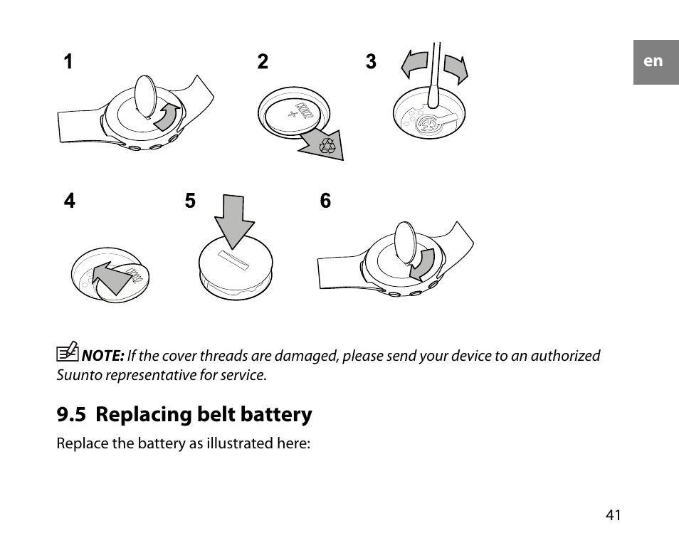 5 replacing belt battery | SUUNTO T4C User Guide User Manual | Page 42 / 54