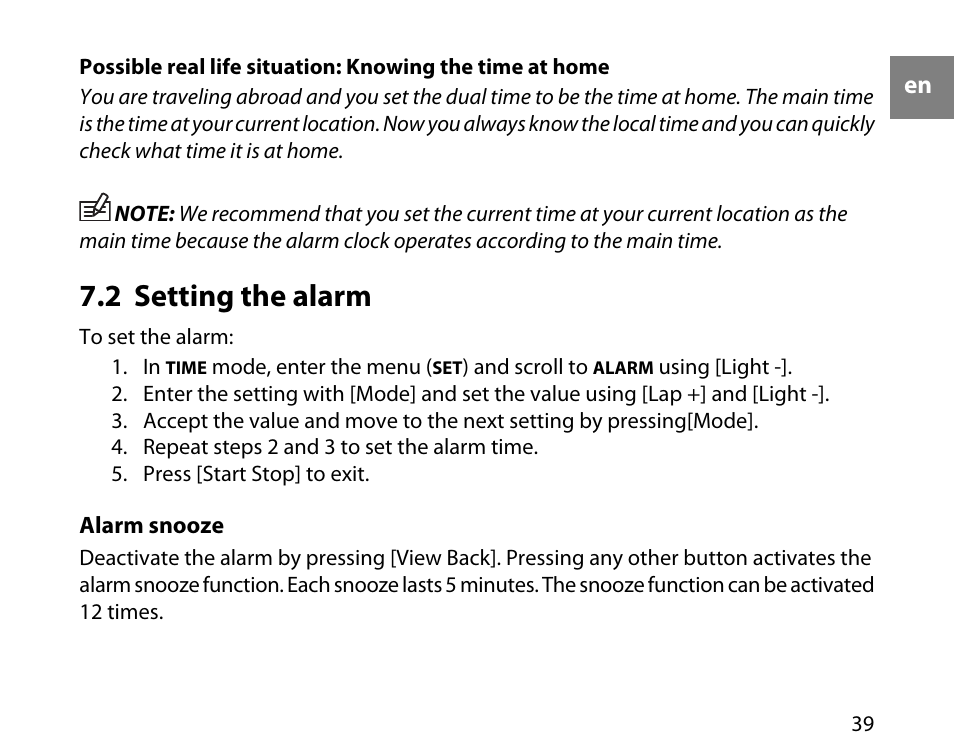 2 setting the alarm | SUUNTO t4d User Manual | Page 40 / 58
