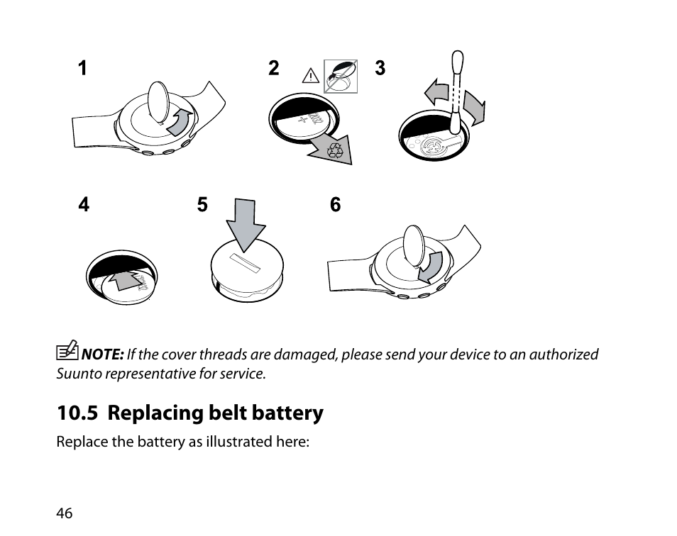 5 replacing belt battery | SUUNTO t4d User Manual | Page 47 / 58