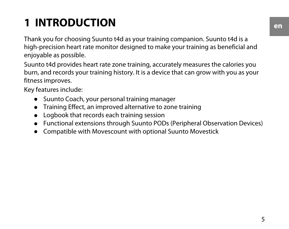 1 introduction | SUUNTO t4d User Manual | Page 6 / 58