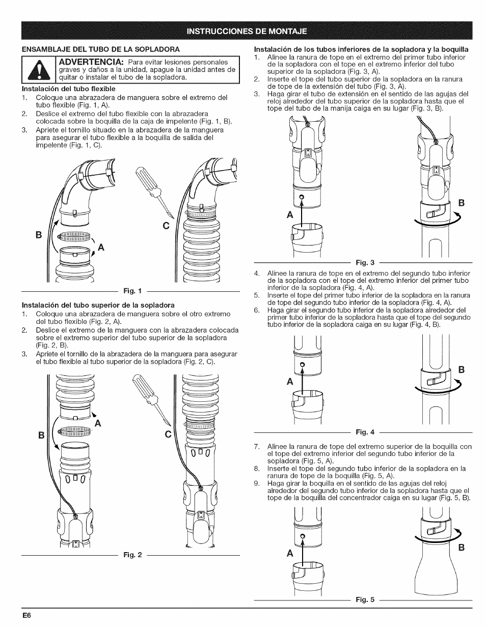 Advertencia | Craftsman 316.794801 User Manual | Page 22 / 36